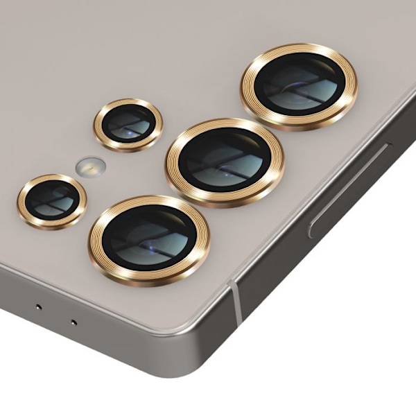 Härdat glas kamera för Samsung Galaxy S25 Ultra, repfria, guld. Gul