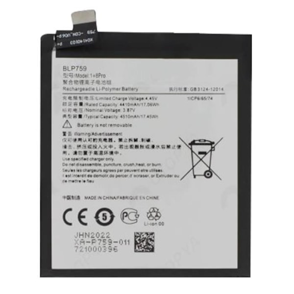 Internt batteri - Oneplus - 8 Pro - 4510mAh - Grå Grå