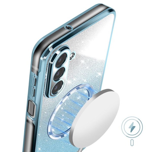 Coque MagSafe för Samsung Galaxy A26 Silikon Glittrande Blå Blå