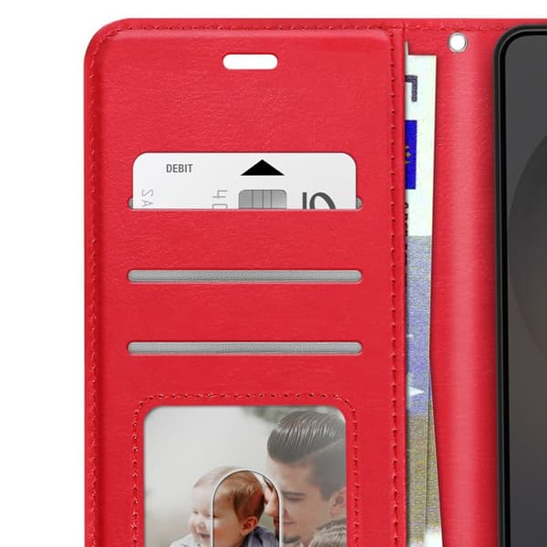 Pungetui til Galaxy S25 FE med håndledsrem og standfunktion Mayaxess Rød Röd