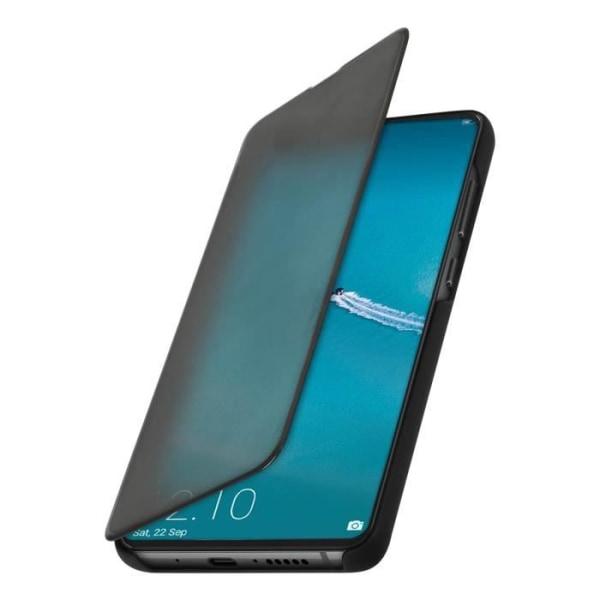 Huawei Mate 20 Fodral Mirror Folio Fodral Translucent Flip Video Stand - Svart