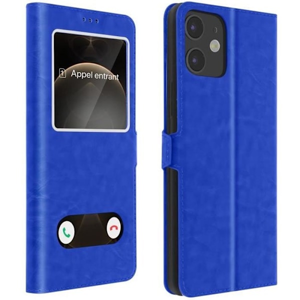 Huppu - Apple - iPhone 12 Mini - Folio-kuori - Kaksoisikkuna - Video-tuki - Sininen blå