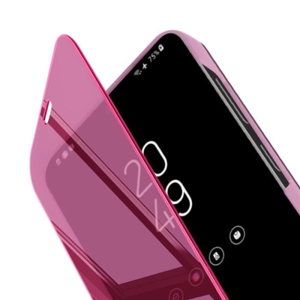 Fodral till Samsung Galaxy S24 - AVIZAR - Flip Mirror Effect Support Stand - Lila - Halvstyvt - Syntet Lila