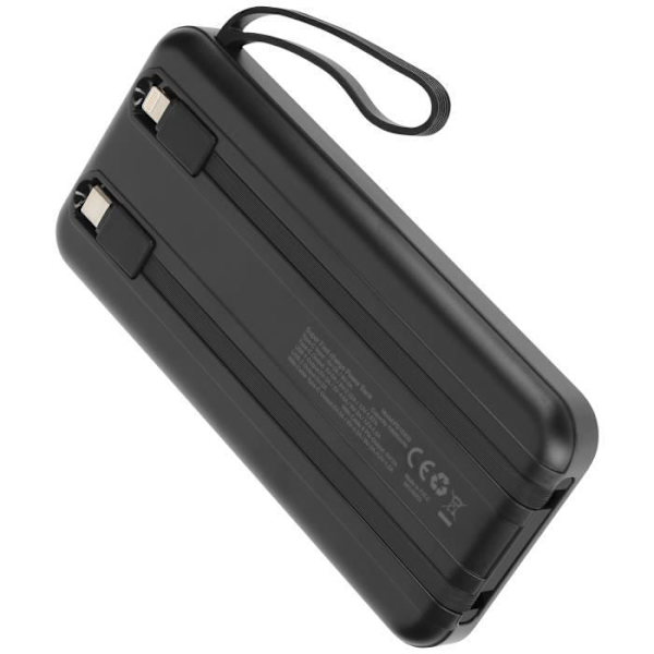 10000 mAh:n vara-akku Lightning- ja USB Type C -kaapelilla LinQ Black