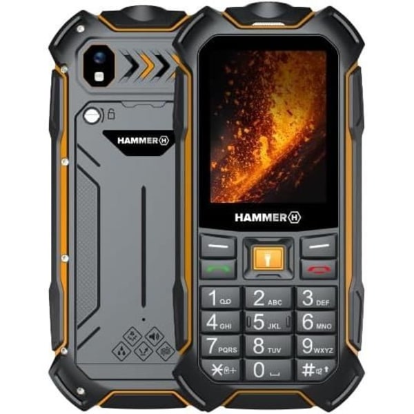 HAMMER Boost 2 LTE IP68 2,4 - Robust telefon til professionelle og entusiaster - Sort og orange