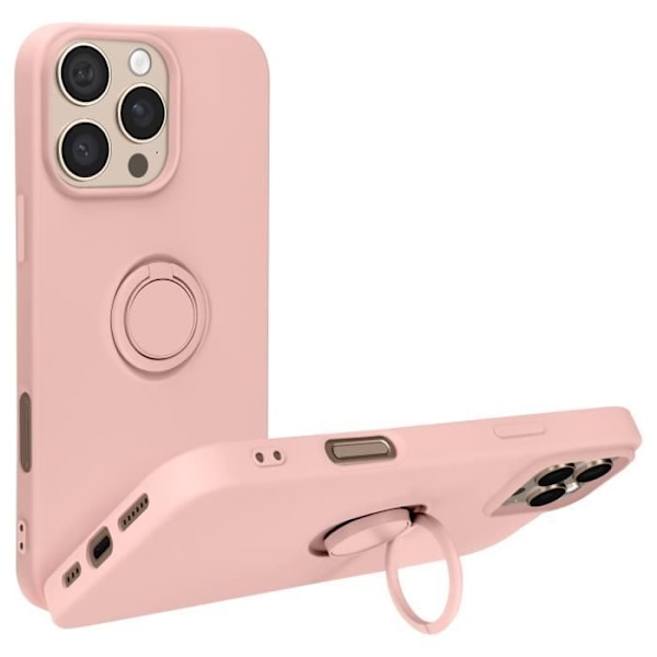 Skal till iPhone 16 Pro Max - AVIZAR - Flexibelt silikon - Ringstöd - Rosa Rosa