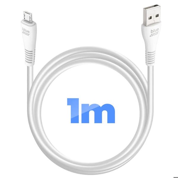 Micro-USB til USB-A 2A i flettet nylon 1,2m Blå Stjerne Sort Svart