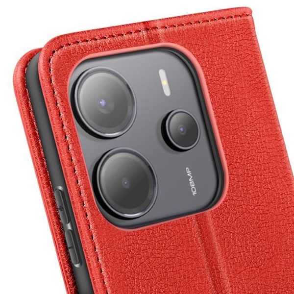 Etui til Xiaomi Redmi Note 14 4G Klap Pung og Video Støtte Rød Röd