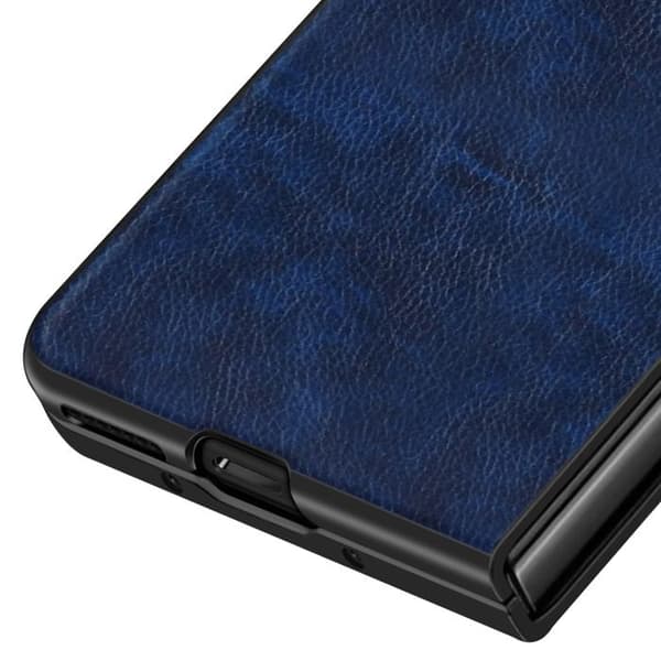 Cover - ADVARSEL - Honor Magic V5 - Stiv - Præget Læder Effekt - Mørkeblå Blå
