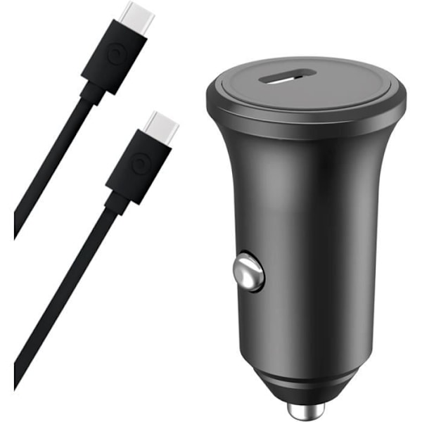 Laddare bil - Bigben - 25W Power Delivery - USB C/USB C-kabel - 100% återvunnen plast - Svart Svart