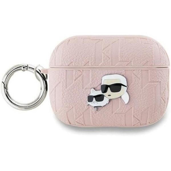 Coque AirPods Pro 2 - Karl Lagerfeld - Karl & Choupette - Øko-læder - Rosa - Semi-rigid Rosa