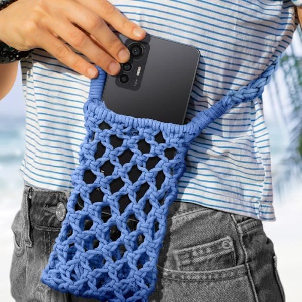 Strumpfodral för smartphone i Braided Crochet Series TressBag Blue