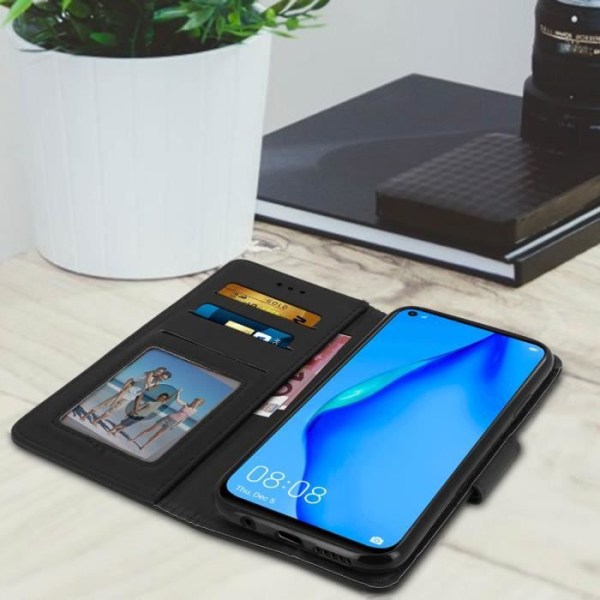 Huawei P40 Lite Etui Folio Pungholder Funktion Sort Sort