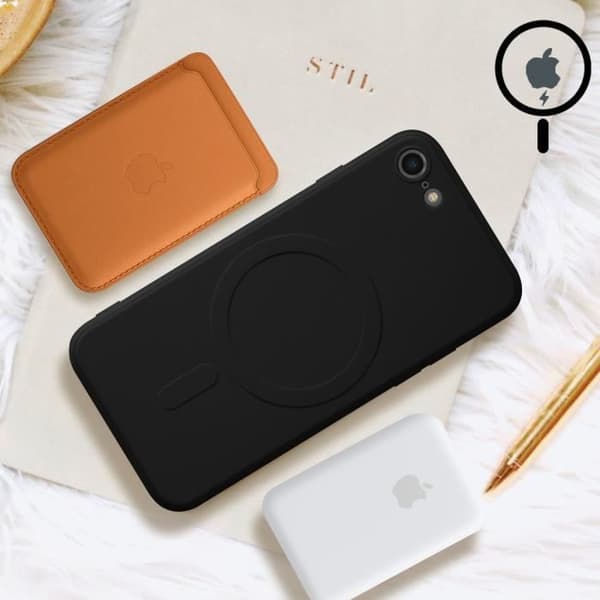 Coque Magsafe - Mag Cover - iPhone 7, 8, SE 2020, 2022 - Silikone Blød - Sort - Antiskrid Svart