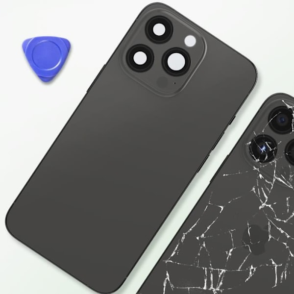 iPhone 13 Pro Max-chassi med mörkgrå ersättningsglas på baksidan Grå