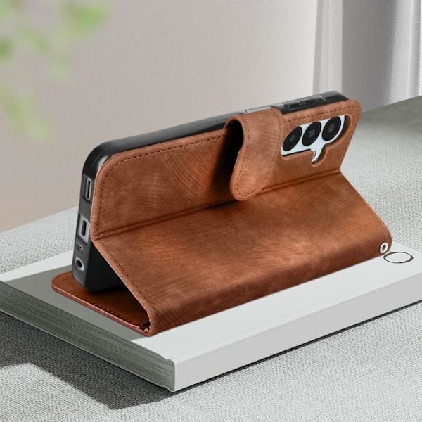 Tiger Case for Samsung A25 5G - AVIZAR - Video Support Wallet - Ruskea - Puolijäykkä kuori - Sileä kastanj