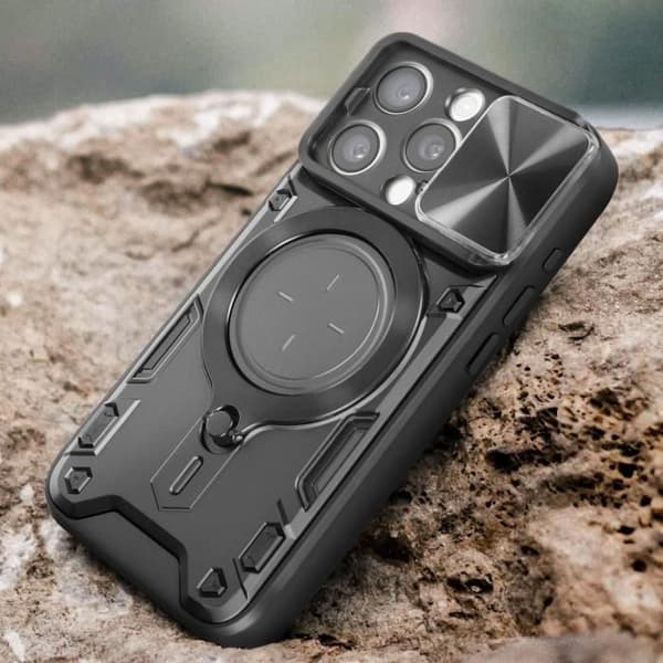 Coque - AVIZAR - iPhone 15 Pro - Indbygget kamerabeskyttelse - Sort - Bi-materiale Svart