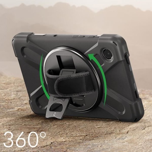 Fodral till Samsung Tab A9 Plus Stötsäkert handtag i två material Kickstand 4smarts Svart Svart