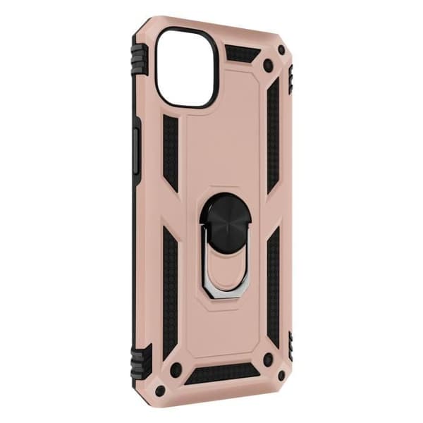 Coque iPhone 14 - AVIZAR - Hybrid antishock - Holder ring - Rose gold rosa guld