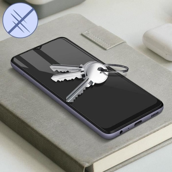 Samsung Galaxy A22 5G härdat glas 9H fasade kanter Akashi Transparent Svart