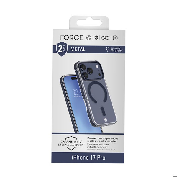 Coque - FORCE CASE - til iPhone 17 Pro MagSafe Kontur Metal Stødabsorberende 2m Premium Blå Blå