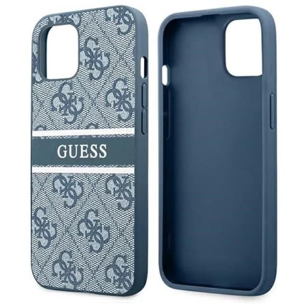 GUESS-fodral med monogram och tryckt band för iPhone 13 (blå)