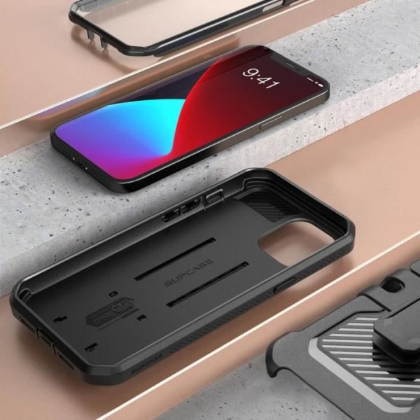Beskyttelsescover - Supcase - Unicorn Beetle Pro - iPhone 12 Pro Max - Sort - Bælteclip Svart