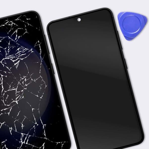 Fullständig OLED-skärm för utbyte till Galaxy S23 med grått chassi Grå
