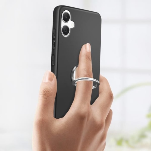 Coque - AVIZAR - Samsung Galaxy A05 - Sort blød silikone - Krom ring - Robust og elegant Grå