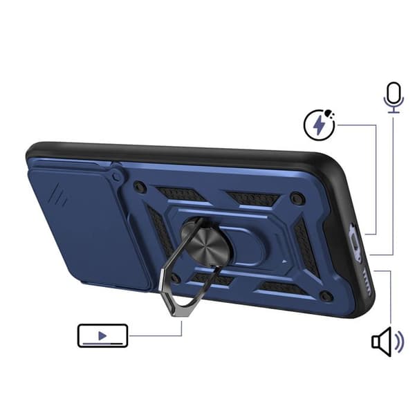 Coque Anneau til Redmi Note 15 4G med Skydelåg til Kamera Mayaxess Mørkeblå Blå