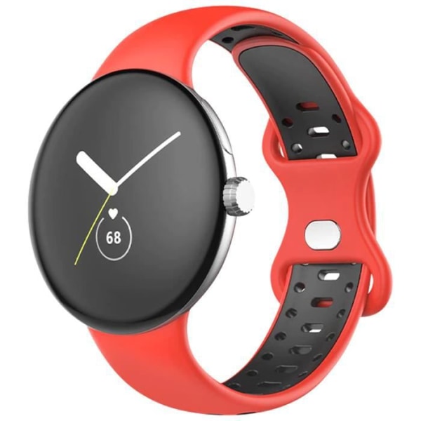 Rem för Google Pixel Watch Two-Tone Soft Silikon Röd / Svart