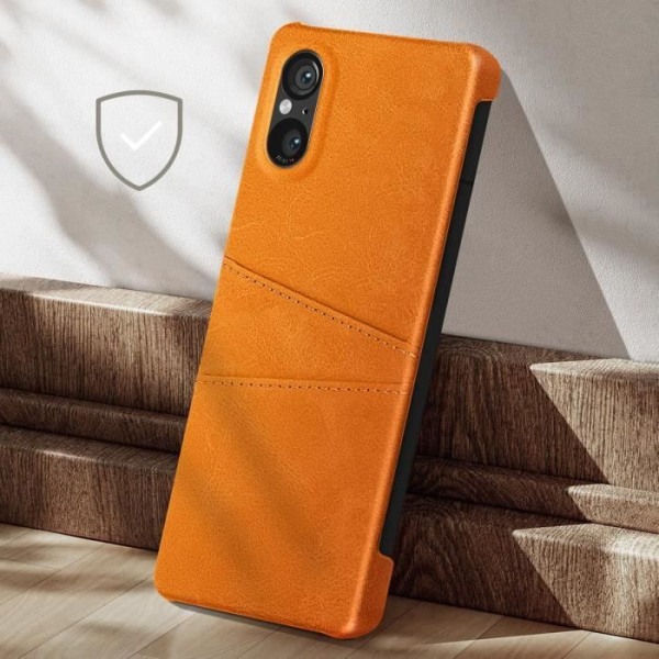 Kotelo Sony Xperia 5 V korttipidikkeeseen Kova keinonahkapinnoite oranssi Orange