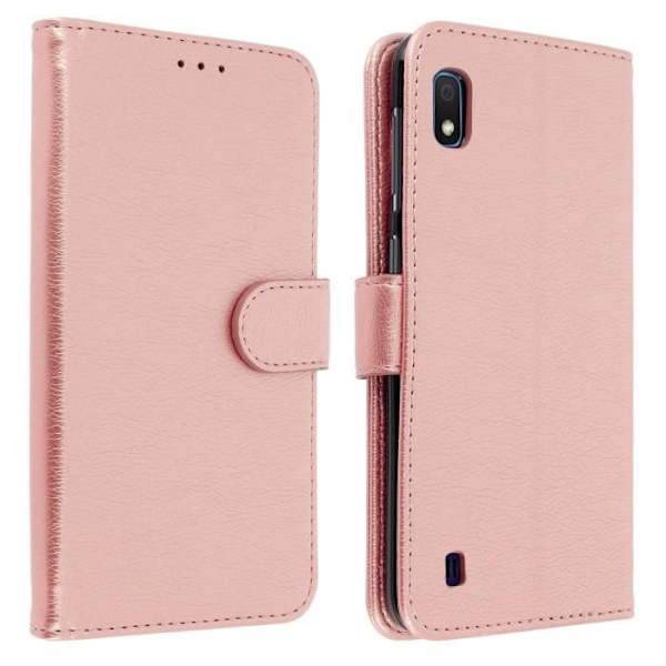 Housse til Samsung Galaxy A10 - AVIZAR - Læderpung i Rose Gold - Silikone Gel - Video Støtte - Magnetisk Rose guld