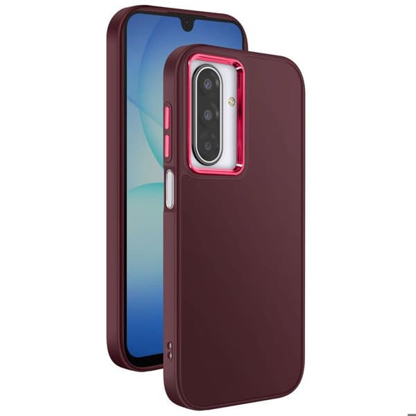 Matte case for Galaxy A17 with Bordeaux metallic camera bezel Röd
