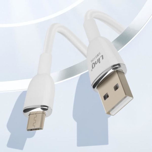 USB til Micro-USB-kabel - LinQ - Hurtigopladning 3A - Længde 1.2m - Hvid - Datasykronisering Vit