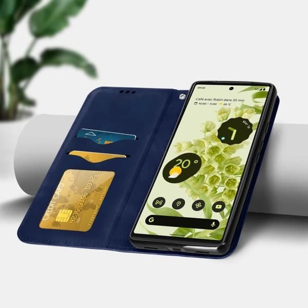 AVIZAR Plånboksfodral för Google Pixel 6a - Blå - Hårt skal - Distressed Effect - Videosupportfunktion Blå
