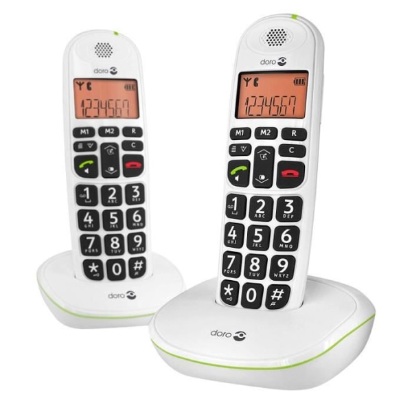 Set med 2 fasta DECT-telefoner för seniorer Clear Sound PhoneEasy 100W Duo Doro White