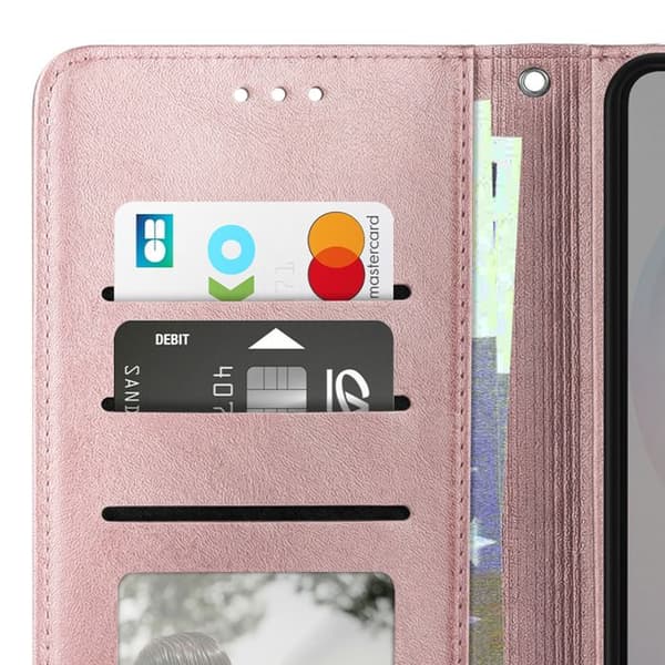 Pungetui til Galaxy S26 Plus med håndledsrem og videostøtte i roséguld Ros
