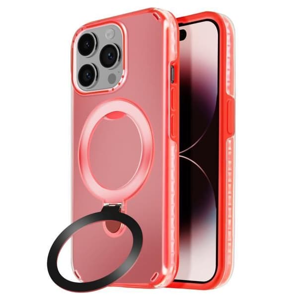 Coque - MagSafe - iPhone 14 Pro Max - Stødædholdende - Fleksibelt Stativ - Rød Röd