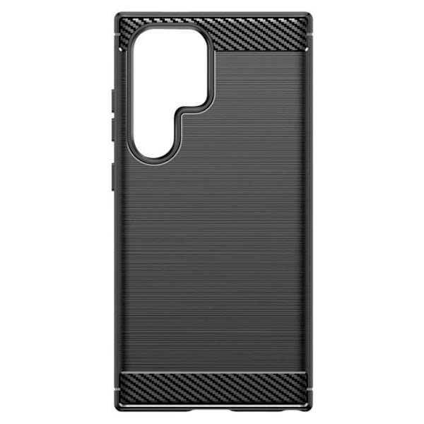 Etui til Samsung Galaxy S24 Ultra - AVIZAR - Carbon og børstet sort effekt - Halvstivt - Syntetisk - Blandet Svart