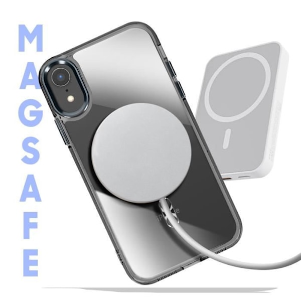 MagSafe-kuori iPhone XR:lle, lasinen takapinta, musta väri Svart
