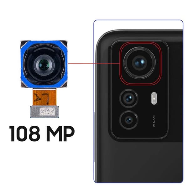 Bagkamera til Xiaomi Redmi Note 12S 108MP Høj opløsning Sort Svart