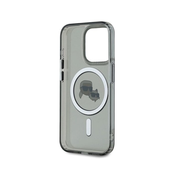 Coque til iPhone 15 Pro Max trykt IML K og CH kompatibel med MagSafe Karl Lagerfeld sort transparent Svart