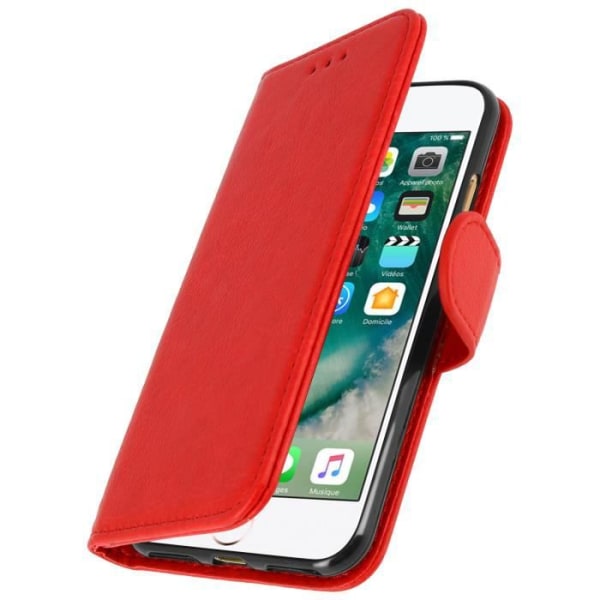 Plånboksfodral - AVIZAR - iPhone 7 / iPhone 8 - Röd - Magnetisk - Stödfunktion Röd