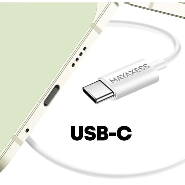 USB-C Hörlurar - MAYAXESS - Google Pixel 10 Pro Fold - Inbyggd mikrofon - Optimal komfort - Vit Vit