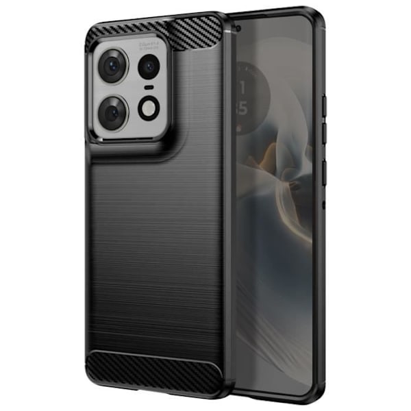 Taske til Motorola Edge 50 Pro - AVIZAR - Carbon og børstet effekt - Sort Svart