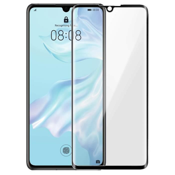 Skærmfilm - AVIZAR - Huawei P30 - 9H hærdet glas - Anti-ridsebeskyttelse - Sort kant Svart