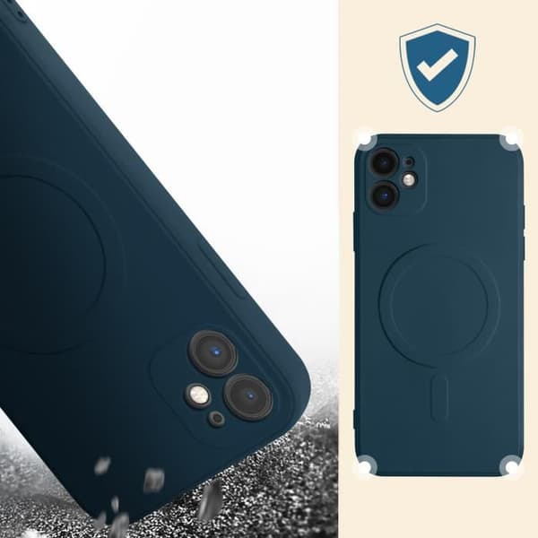 Skyddsfodral - Mag Cover - iPhone 12 Mini - Silikon - Mörkblå - Halkfri midnattsblå