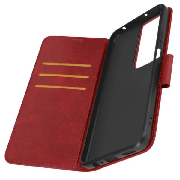 Taske til Honor 90 Smart - AVIZAR - Flip Wallet Support-håndledsrem - Rød - Halvstiv - Glat Röd