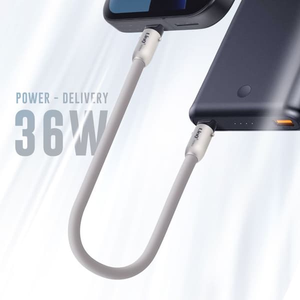 USB-C til Lightning-kabel - LINQ - 36W - 30cm - Hurtig opladning - Beskyttelse mod overspænding Grå